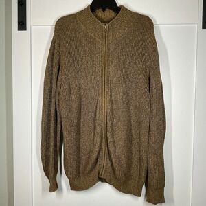 Vintage LL Bean Men's Full Zip Sweater Chain Knit Jacket Cardigan Size XL Brown